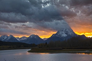 Sunset; Oxbow; Mount Moran; Grand Teton National Park; Wyoming; USA Sunset; Oxbow; Mount Moran; Grand Teton National Park; Wyoming; USA