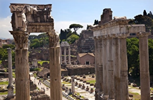 Images Dated 9th May 2009: Temple of Saturn Forum Temple of Castor and Pollux Rome Italy Resubmit--In response