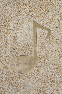 Tennessee, Memphis, Beale Street. Sidewalk note marker for famous Country music star Tennessee, Memphis, Beale Street. Sidewalk note marker for famous Country music star