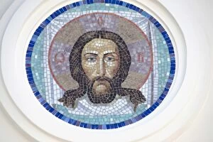 Images Dated 16th August 2009: Tile mosaic portrait of Jesus Christ at Church of the Archangel Michael, Sochi, Russia