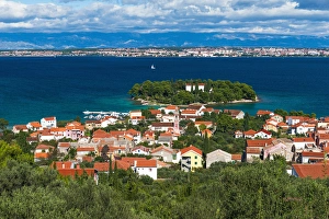 Town of Preko and the Dalmatian Coast from St. Michaels Fort, Ugljan Island, Croatia Town of Preko and the Dalmatian Coast from St. Michaels Fort, Ugljan Island, Croatia