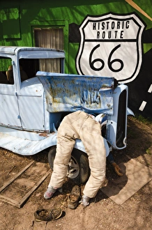 Travel art on historic Route 66, Seligman, Arizona USA Travel art on historic Route 66, Seligman, Arizona USA
