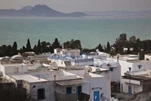 Tunisia, Sidi Bou Said, houses by the Gulf of Tunis Tunisia, Sidi Bou Said, houses by the Gulf of Tunis