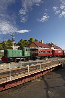 Turntable and West Coast Wilderness Railway Train at Railway Station, Regatta Point Turntable and West Coast Wilderness Railway Train at Railway Station, Regatta Point