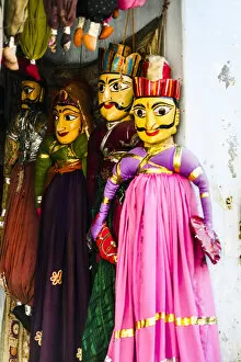 Marionette Gallery: Udaipur, Rajasthan, India. Male and female India toy puppets dressed in traditional