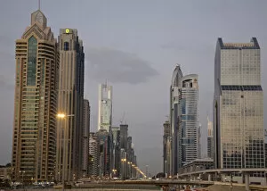 Images Dated 9th December 2008: United Arab Emirates, Dubai. Towers along Sheik Zayed Road