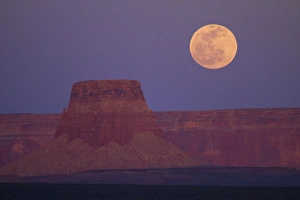 United States, Arizona, moon rising over Tower Butte United States, Arizona, moon rising over Tower Butte