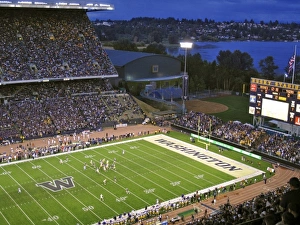 University of Washington plays LSU in night college football game in Seattle, WA, USA University of Washington plays LSU in night college football game in Seattle, WA, USA