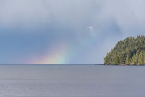 Expansive Gallery: US, AK, Ketchikan, Rainbow glow on horizon Tongass Narrows Inside Passage near Settlers