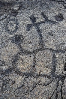 USA. Ancient native petroglyph in Volcanoes NP on the Big Island of Hawaii USA. Ancient native petroglyph in Volcanoes NP on the Big Island of Hawaii