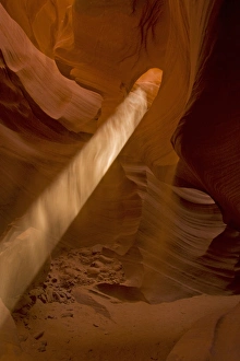 USA, Arizona, Lower Antelope Canyon. Sunbeam penetrates dusty air of canyon. Credit as USA, Arizona, Lower Antelope Canyon. Sunbeam penetrates dusty air of canyon. Credit as