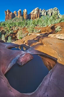 Images Dated 24th February 2009: USA, Arizona, Sedona. Water pools in rock