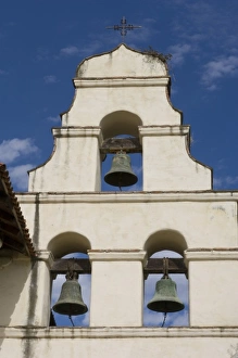USA, California, Mission San Juan Bautista, built 1797, view of belltower, largest California Mission USA, California, Mission San Juan Bautista, built 1797, view of belltower, largest California Mission