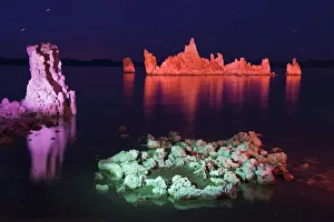 USA, California, Mono Lake. Tufa tower Formations, colored rocks, night. Credit as USA, California, Mono Lake. Tufa tower Formations, colored rocks, night. Credit as