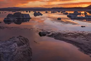 Usa, California, Sierra Nevada. Mono Lake. A breathtaking sunrise greets the day on the north shore of Mono Lake