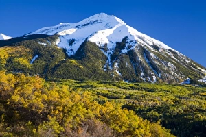 USA, Colorado, Evening Light on West Beckwith Mt. with Autumn Color USA, Colorado, Evening Light on West Beckwith Mt. with Autumn Color