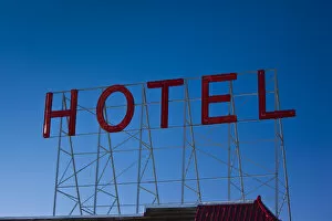 USA, Colorado, Fairplay, hotel sign