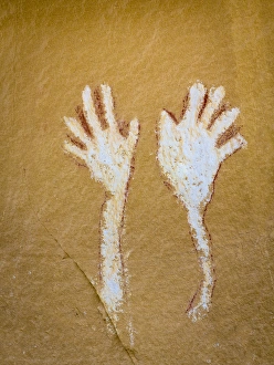 USA, Colorado. Pictograph of hands in Canyon Pintado National Historic District. Credit as USA, Colorado. Pictograph of hands in Canyon Pintado National Historic District. Credit as