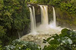USA, Hawaii, The Big Island, Wailuku River, Rainbow Falls. Scenic of multiple waterfalls USA, Hawaii, The Big Island, Wailuku River, Rainbow Falls. Scenic of multiple waterfalls