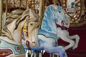 Images Dated 12th August 2009: USA, Indiana, Indianapolis. Merry-go-round horses at the Indiana State Fair. Credit as