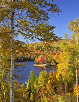 USA, Maine, Bingham. Wyman Lake and autumn colors USA, Maine, Bingham. Wyman Lake and autumn colors