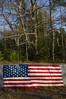 USA, Maine, Five Islands, US flag painted on rocks USA, Maine, Five Islands, US flag painted on rocks