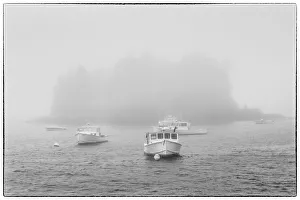 USA, Maine, Port Clyde. Port Clyde Harbor, boats in the fog USA, Maine, Port Clyde. Port Clyde Harbor, boats in the fog