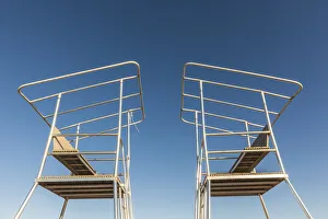 USA, Massachusetts, Duxbury. Duxbury Beach, lifeguard towers USA, Massachusetts, Duxbury. Duxbury Beach, lifeguard towers