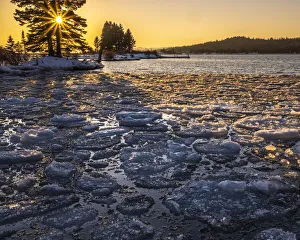 USA, Minnesota, Lake Superior. Lake ice at sunset. Credit as USA, Minnesota, Lake Superior. Lake ice at sunset. Credit as