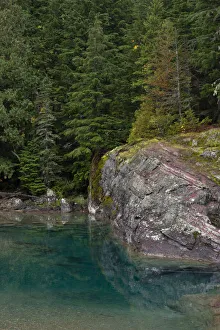 USA, Montana. Rocky outcrop, McDonald Creek, Glacier National Park USA, Montana. Rocky outcrop, McDonald Creek, Glacier National Park