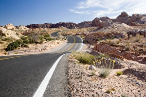 USA - Nevada. Looking down road running through Valley of Fire State Park USA - Nevada. Looking down road running through Valley of Fire State Park