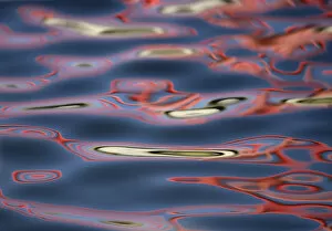 Swirling Gallery: USA, New Mexico, Socorro. Bridge reflections create abstract swirling red patterns in water