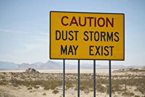 USA: New Mexico, Steinson, Rt 10 W, sign warning of Dust Storms, (2 hrs west of USA: New Mexico, Steinson, Rt 10 W, sign warning of Dust Storms, (2 hrs west of