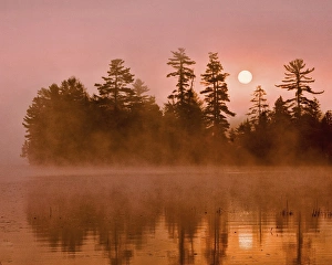 USA, New York, Adirondack Park. Sunrise on a lake USA, New York, Adirondack Park. Sunrise on a lake