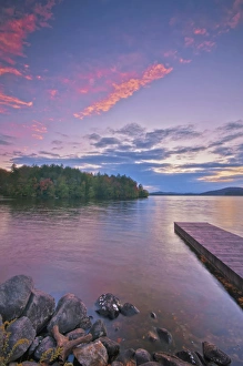USA, New York, Inlet. Pier walkway into Seventh Lake. Credit as: Jay O'Brien USA, New York, Inlet. Pier walkway into Seventh Lake. Credit as: Jay O'Brien