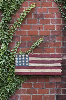 Images Dated 22nd October 2013: USA, North Carolina, Linville, wooden US flag