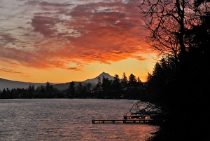 USA, Oregon. Blue Lake and Mt Hood at sunrise USA, Oregon. Blue Lake and Mt Hood at sunrise