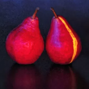 Jean Carter Gallery: USA, Oregon, Coos Bay. Pair of Starkrimson pears. Credit as