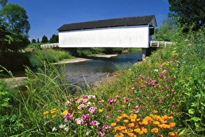 USA, Oregon. Gallon House covered bridge over Abiqua Creek USA, Oregon. Gallon House covered bridge over Abiqua Creek