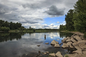 USA, Oregon, Willamette Mission State Park, the Willamette River from the Wheatland USA, Oregon, Willamette Mission State Park, the Willamette River from the Wheatland