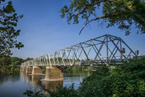 USA, Pennsylvania, Bucks County. Washington Crossing, bridge across the Delaware River USA, Pennsylvania, Bucks County. Washington Crossing, bridge across the Delaware River