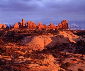 USA, Utah. Arches National Park, Arches at sunset USA, Utah. Arches National Park, Arches at sunset