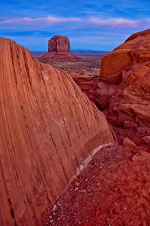 USA, Utah. Eroded sandstone formations at sunset USA, Utah. Eroded sandstone formations at sunset
