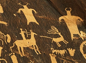 USA, Utah, Newspaper Rock State Park, Petroglyphs on newspaper rock, close-up USA, Utah, Newspaper Rock State Park, Petroglyphs on newspaper rock, close-up