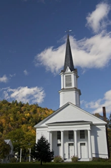 USA, Vermont, Sharon. A church in the small town of Sharon, Vermont, in autumn USA, Vermont, Sharon. A church in the small town of Sharon, Vermont, in autumn