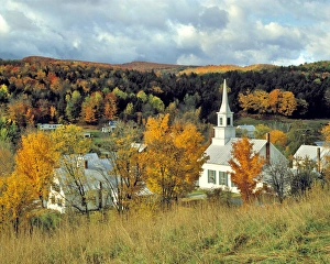 USA, Vermont, Waits River. An overview of the quaint, fall-tickled village of Waits River USA, Vermont, Waits River. An overview of the quaint, fall-tickled village of Waits River