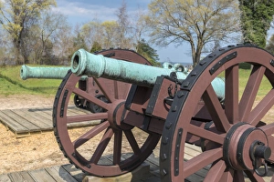 USA, Virginia, Yorktown, cannon on battlefield USA, Virginia, Yorktown, cannon on battlefield