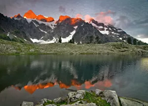 Clearing Gallery: USA, Washington, North Cascades. Alpenglow on Mt. Shuksan reflected in Lake Ann