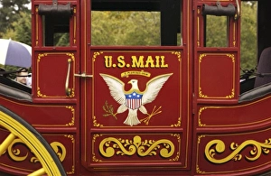 USA, Washington State, Issaquah, Salmon Days Festival Parade, antique U.S. Mail wagon USA, Washington State, Issaquah, Salmon Days Festival Parade, antique U.S. Mail wagon