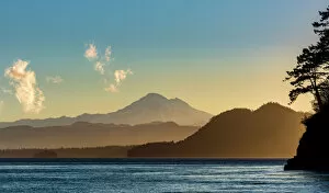 Warm Gallery: USA, Washington State, San Juan Islands. Mount Baker at sunrise